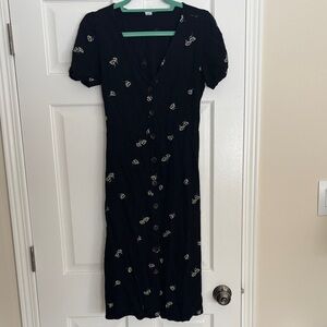 Black Floral Button-Down Sundress